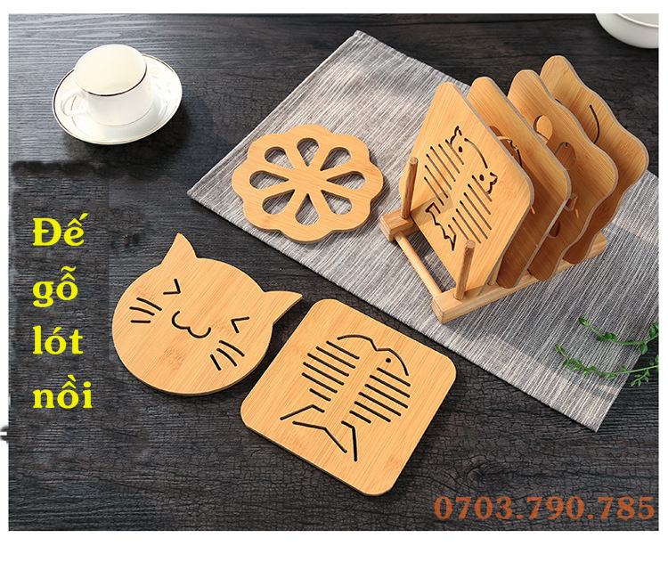 [HCM]Đế Gỗ Lót Nồi Hình Dễ Thương