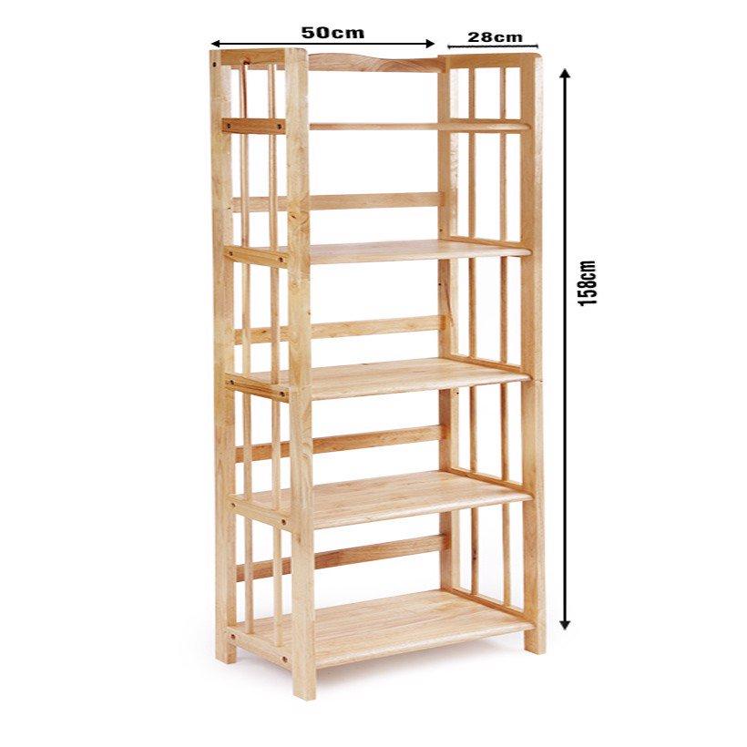 [HCM]Kệ sách 5 tầng 50cm gỗ cao su