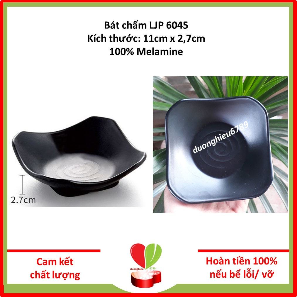 Đĩa Nhựa Phíp Đựng Kim Chi, Dĩa Hình Vuông Màu Đen Kiểu Hàn Quốc Ljp6045 - Duonghieu6789