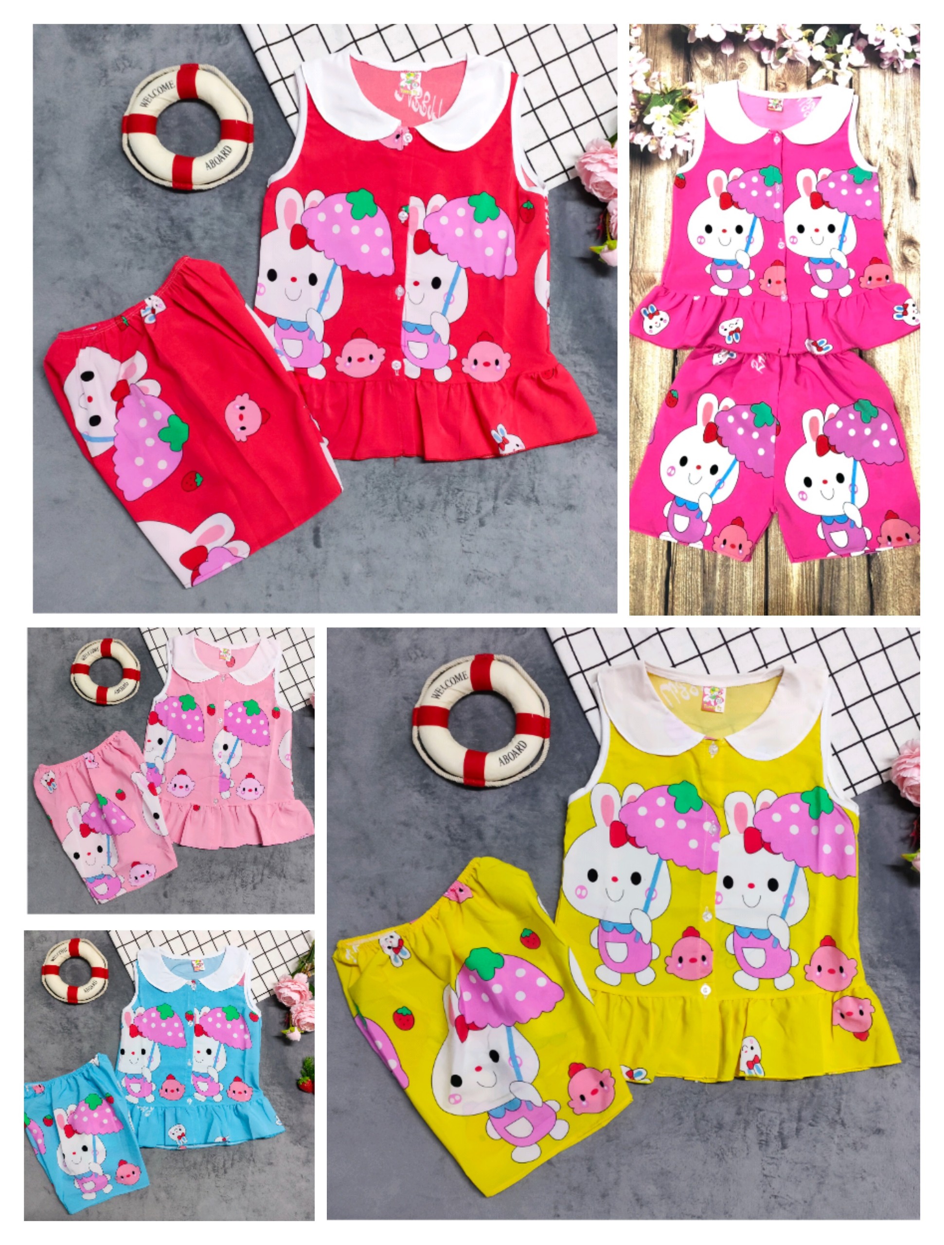 Combo 3 Bộ Lụa Sát Nách Khuy Giữa Bé Size 14-20kg (3 Bộ 3 Màu 3 Họa Tiết Khác Nhau)