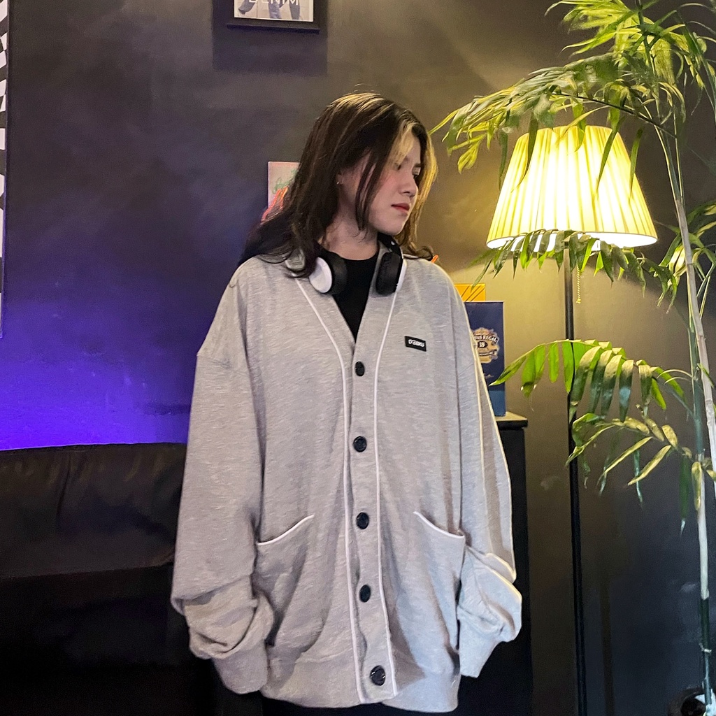 Áo nỉ cài nút Cardigan Jacket D'BAKU BASIC LOGO (Tặng kèm túi Tote)