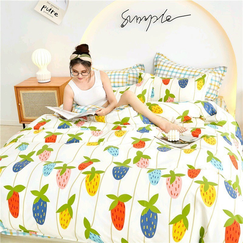 Trọn Bộ 4 Món Cotton Poly Nhập Mẫu VƯỜN DÂU