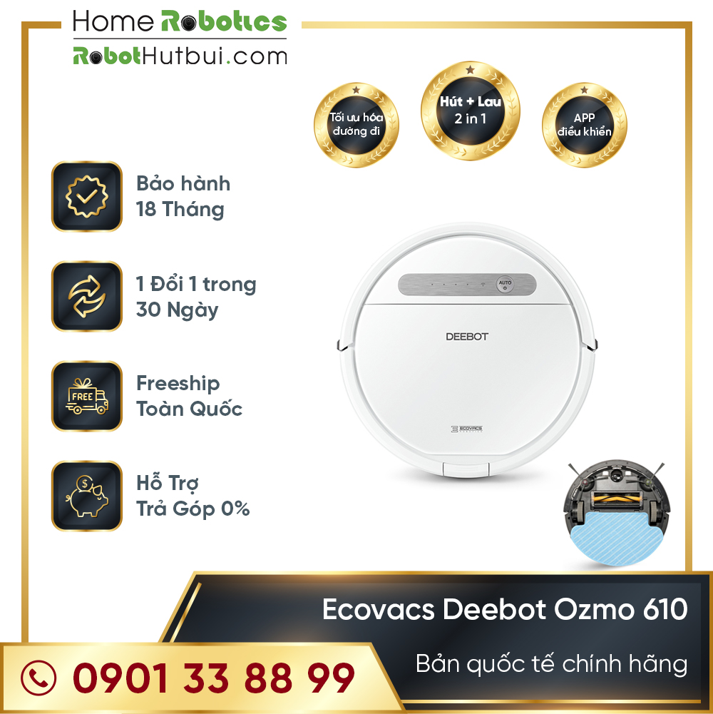 [Trả góp 0%]Ecovacs Deebot Ozmo 610 Bản quốc tế chính hãng