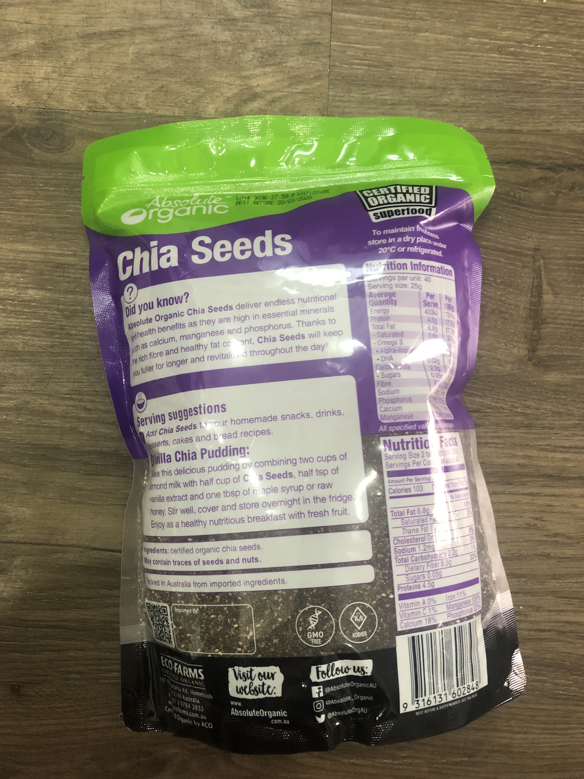 Hạt Chia đen Absolute Organic bịch 1kg