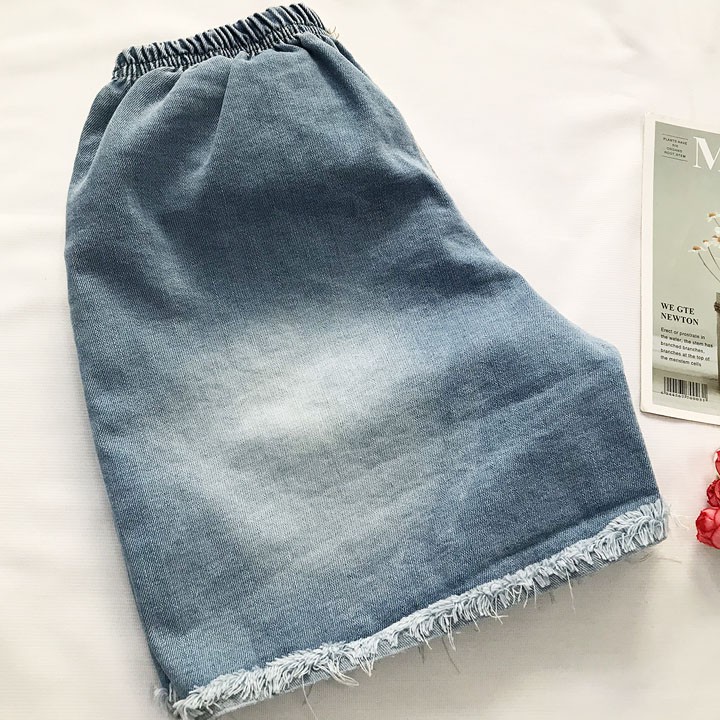 Quần đùi jean nữ quần short nữ lưng thun thời trang