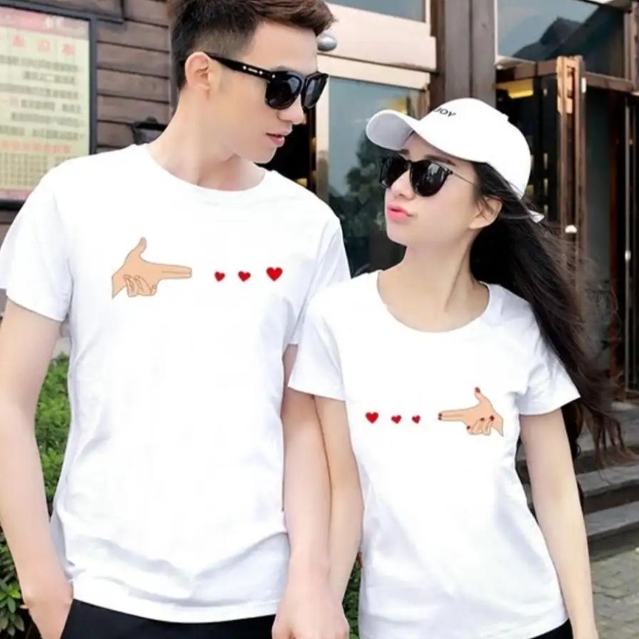 áo thun cặp đôi in hình cậu bé ,cô bé dễ thương