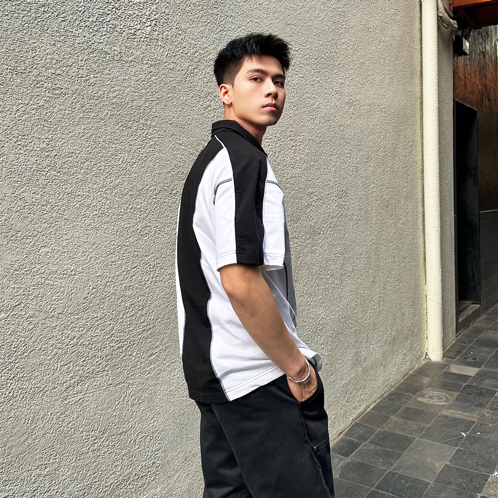 Áo Polo Oversize Panko/ Black - Revvour