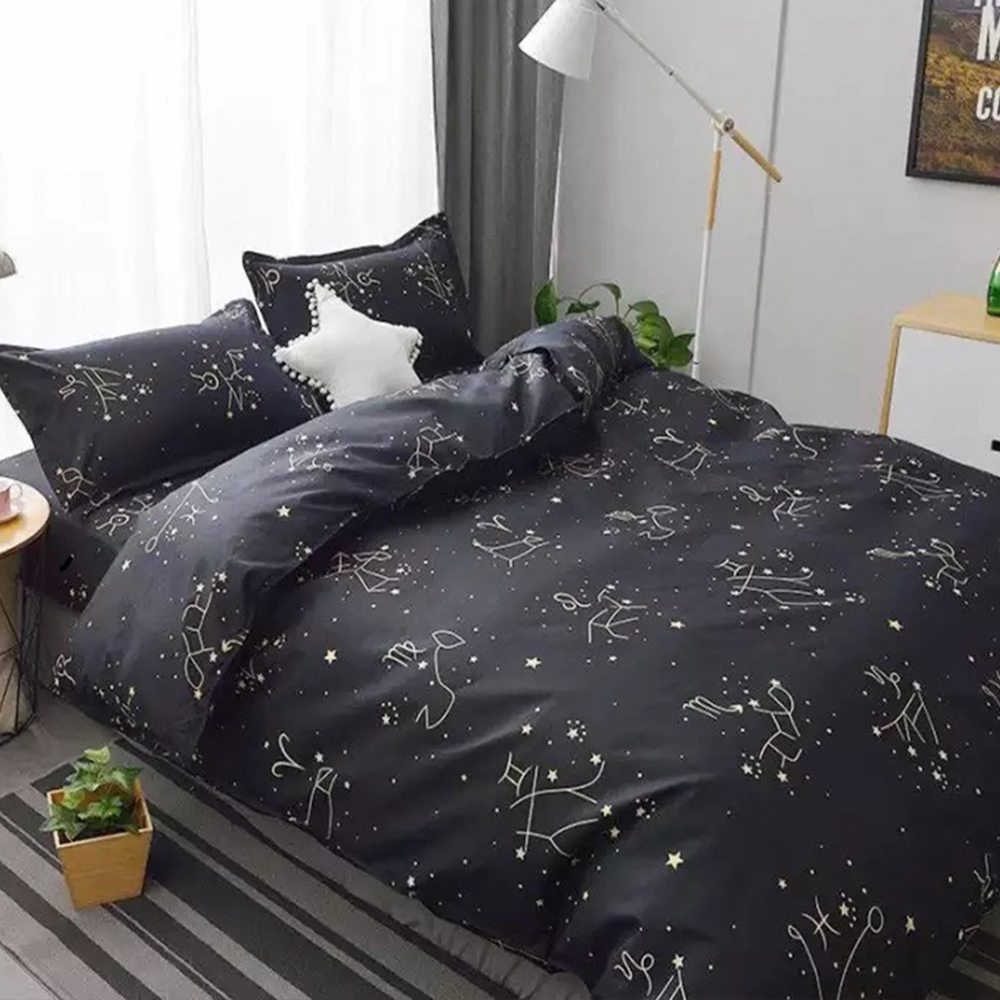 Vỏ chăn ga gối sét 5 món, vỏ gối 45x65cm, vỏ chăn có khóa kéo chất cotton poly