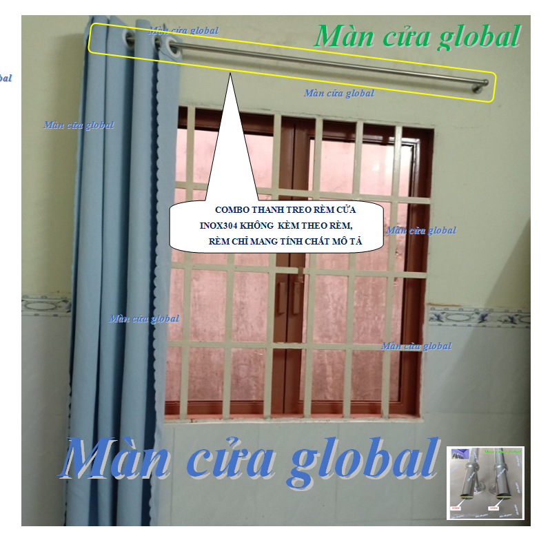Thanh treo rèm màn cửa inox304 1.2m