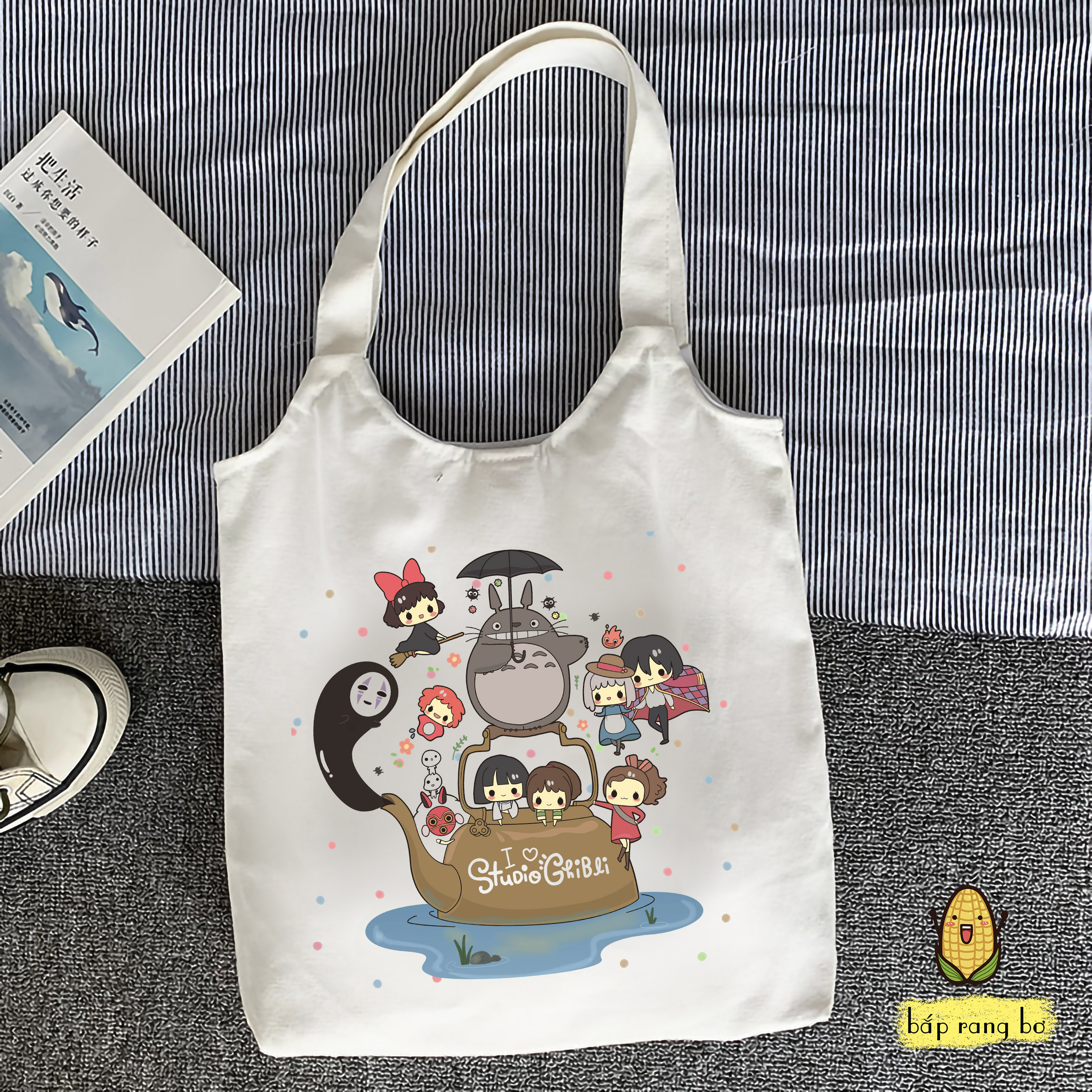 Túi tote quai tròn totoro - vải dệt canvas
