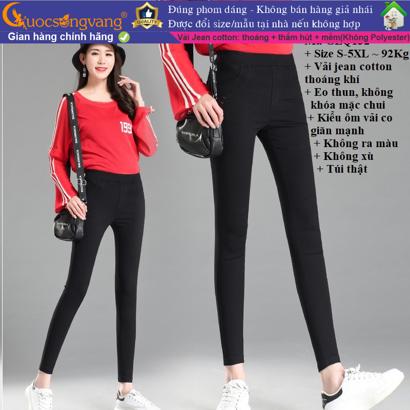 Quần legging jean nữ quần jean legging co giãn lưng thun GLQ132 Cuocsongvang