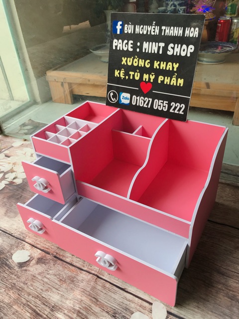 kệ tủ đựng mĩ phẩm max 35cm hồng phấn mới