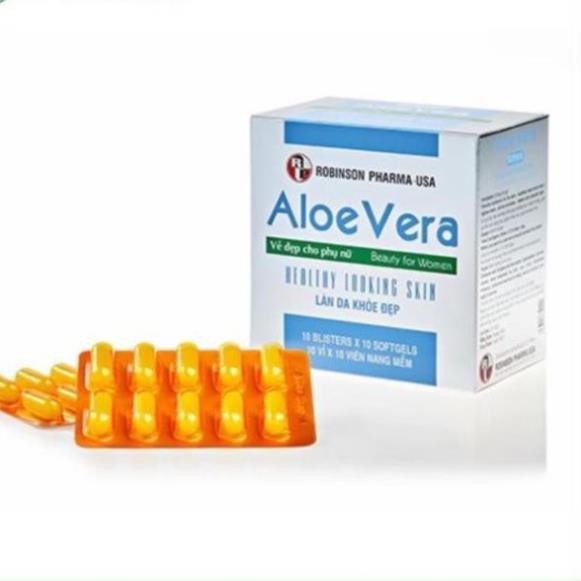 Đẹp Da, Dưỡng Da, Thải Độc Cơ Thể, Nhuận Tràng  Aloe Vera Sữa Ong Chúa RobinsonpharmausaH/100v