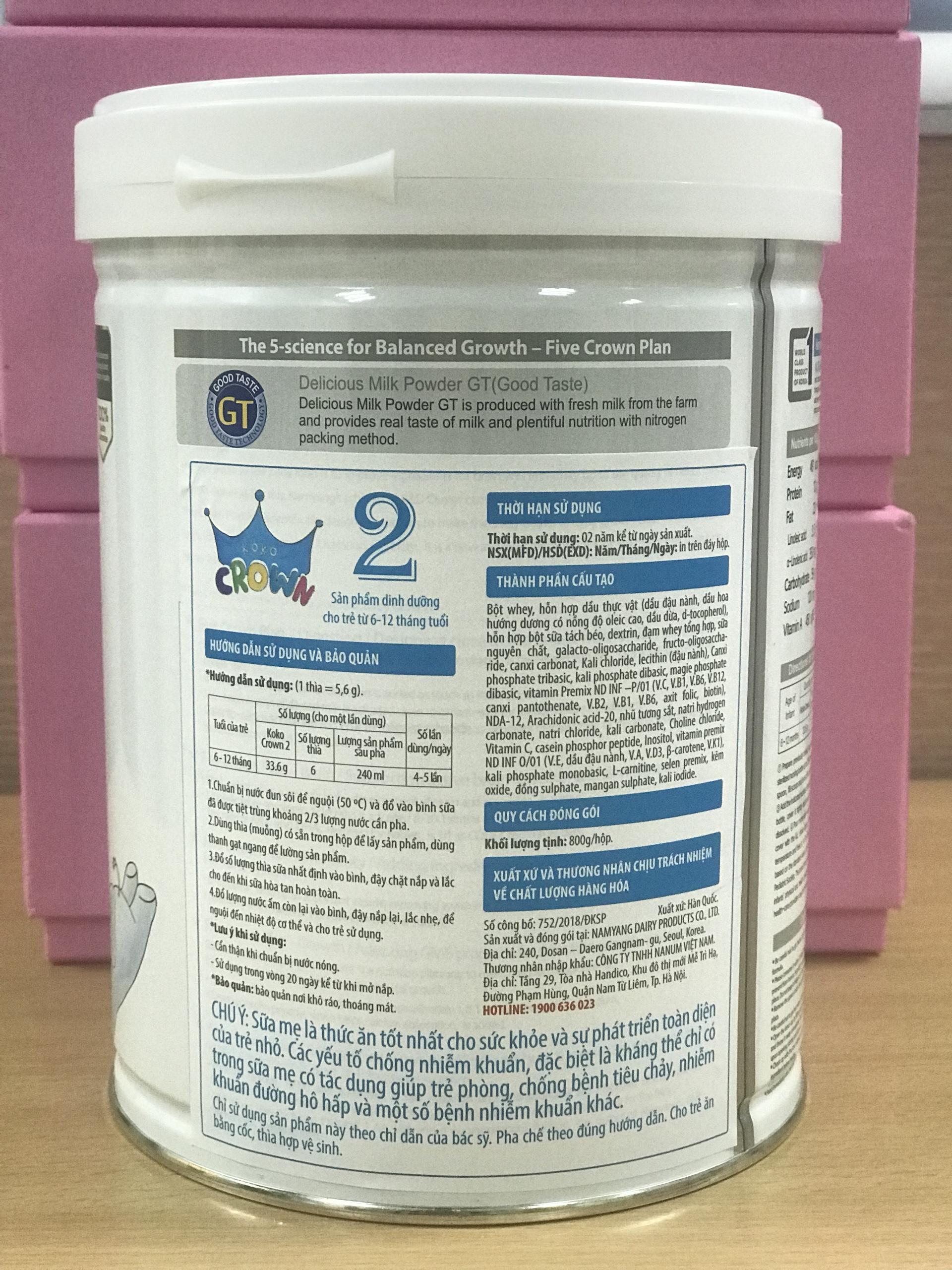 Sữa bột dinh dưỡng cho trẻ KOKO CROWN 2 800g