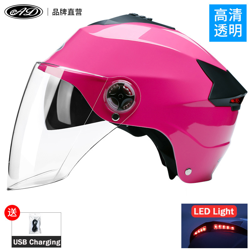 Ad mũ bảo hiểm xe máy cho nam mũ bảo hiểm nửa đầu xe đạp xe tay ga ống kính đôi mũ bảo hiểm xe đạp xe máy nhẹ có đèn led