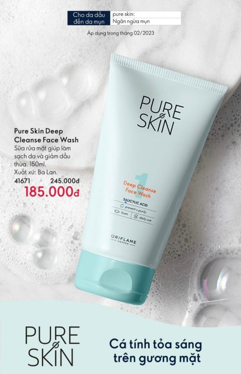 Sữa rửa mặt sạch sâu pure skin 150ml mới