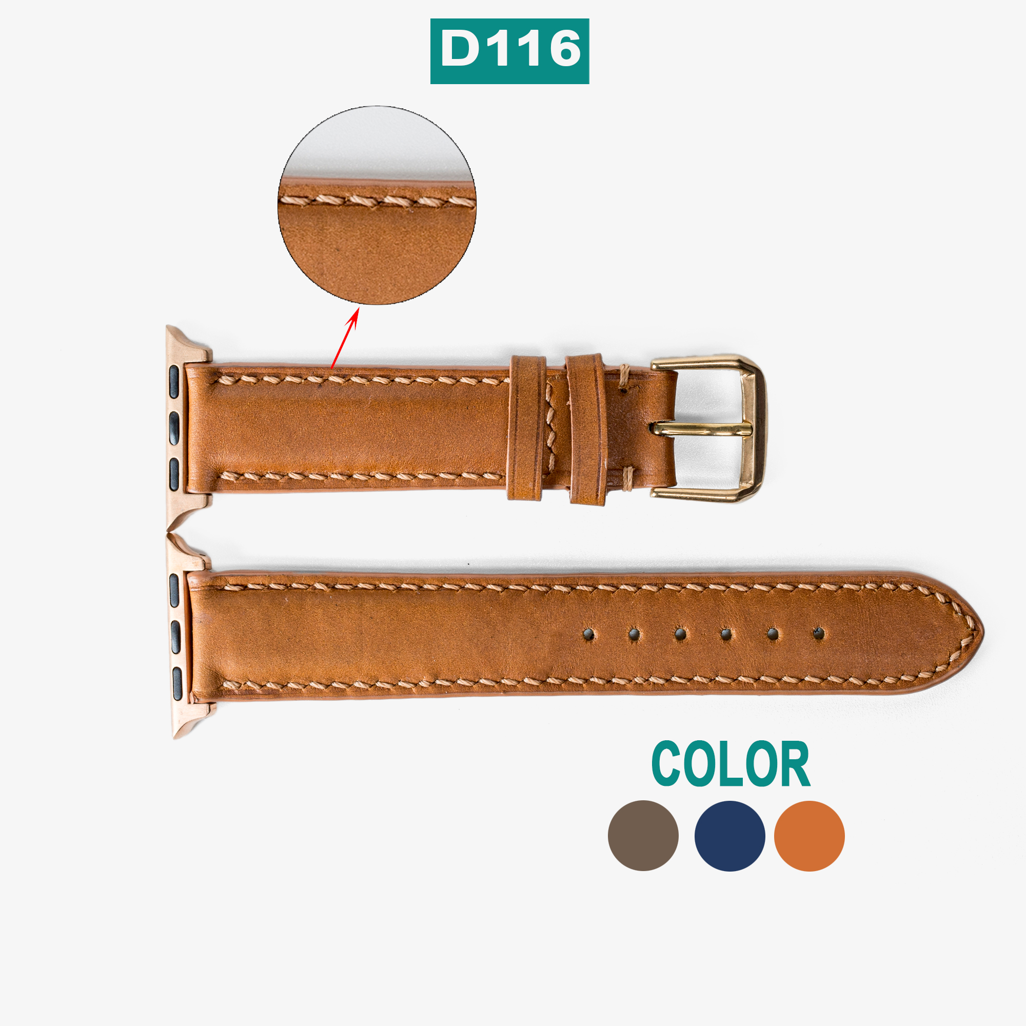 Dây apple watch da bò Vintage D116-da thật-khâu tay thủ công cao cấp, dây đeo apple watch series 3-series 4-series 5-series 6-se size 38mm-40mm-42mm-44mm, tặng tháo chốt, thương hiệu Bụi leather chuyên đồ da thật, bảo hành 12 tháng