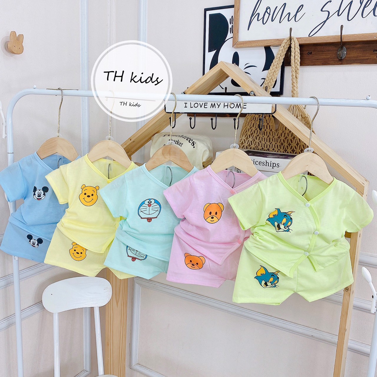 Set 5 bộ cúc cài lệch cho bé từ 3-8kg