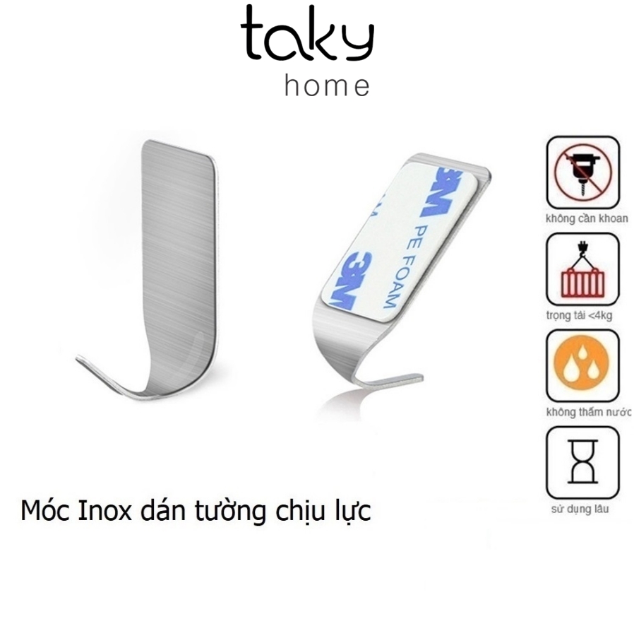 Móc Inox Dính Tường, Móc Treo Đồ Dùng Gia Đình Khu Bếp, Móc Dán Tường Siêu Dính, Móc Chịu Lực, Móc Treo Đồ Đa Năng Trong Nhà, Tiện Dụng Gia Đình, Không Khoan Đục Sử Dụng Miếng Dán 3M Siêu Chắc Chắn, TakyHome 2001