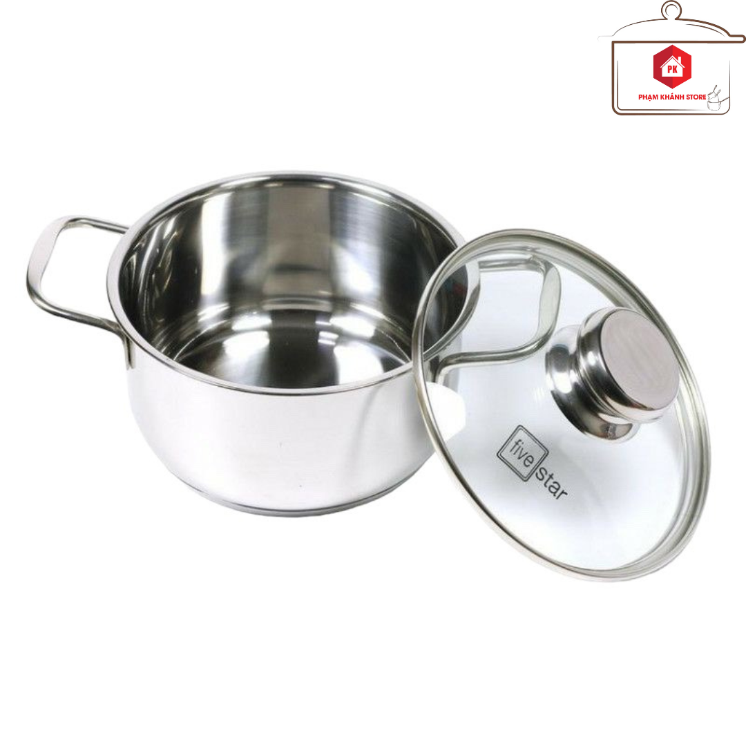 Nồi inox 3 đáy fivestar 16cm nắp kính