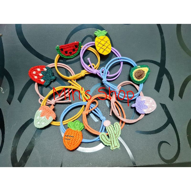 Set 5 dây buộc tóc len trái cây