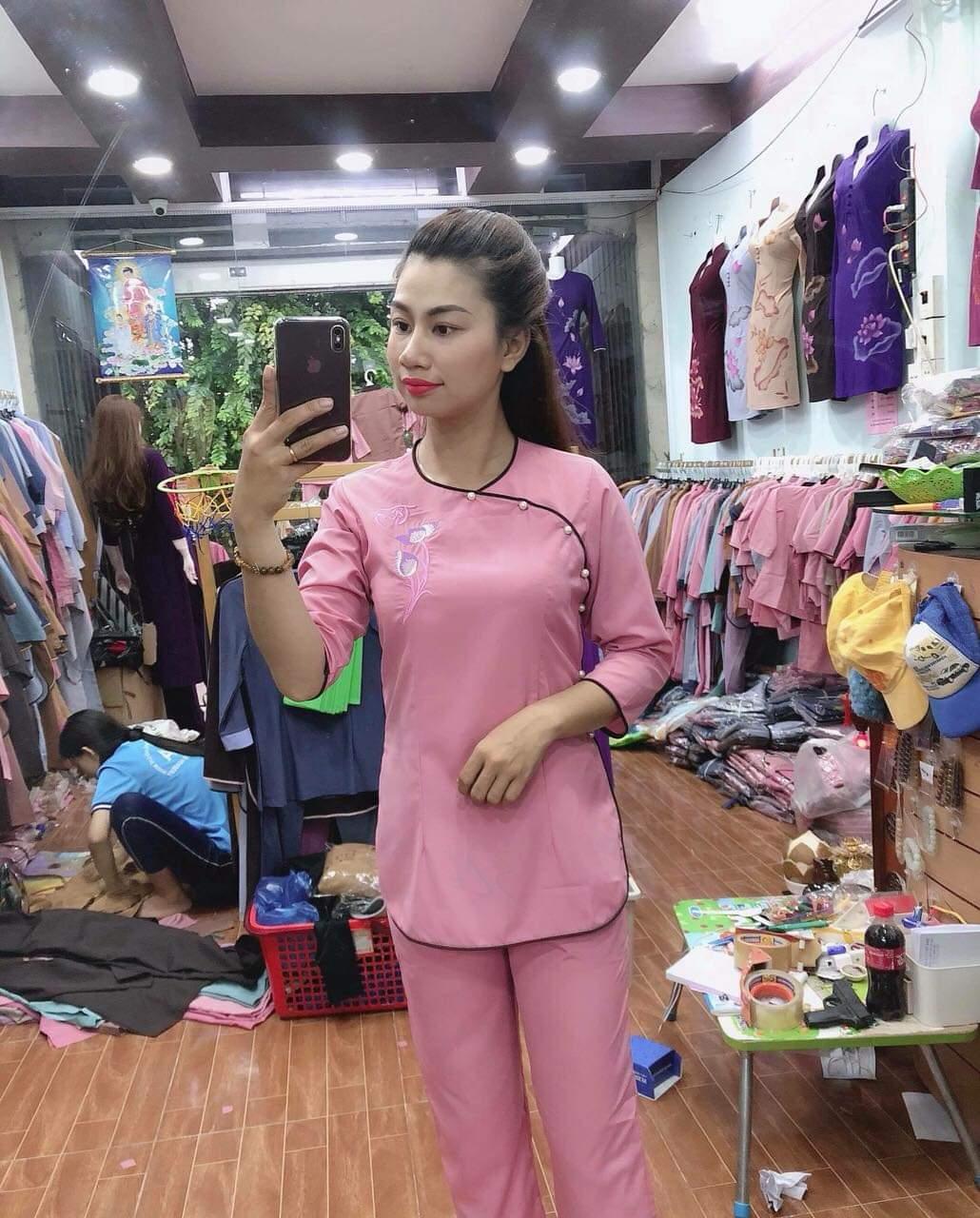 [HCM]Đồ lam đồ phật tử nữ Mẫu Sen viền