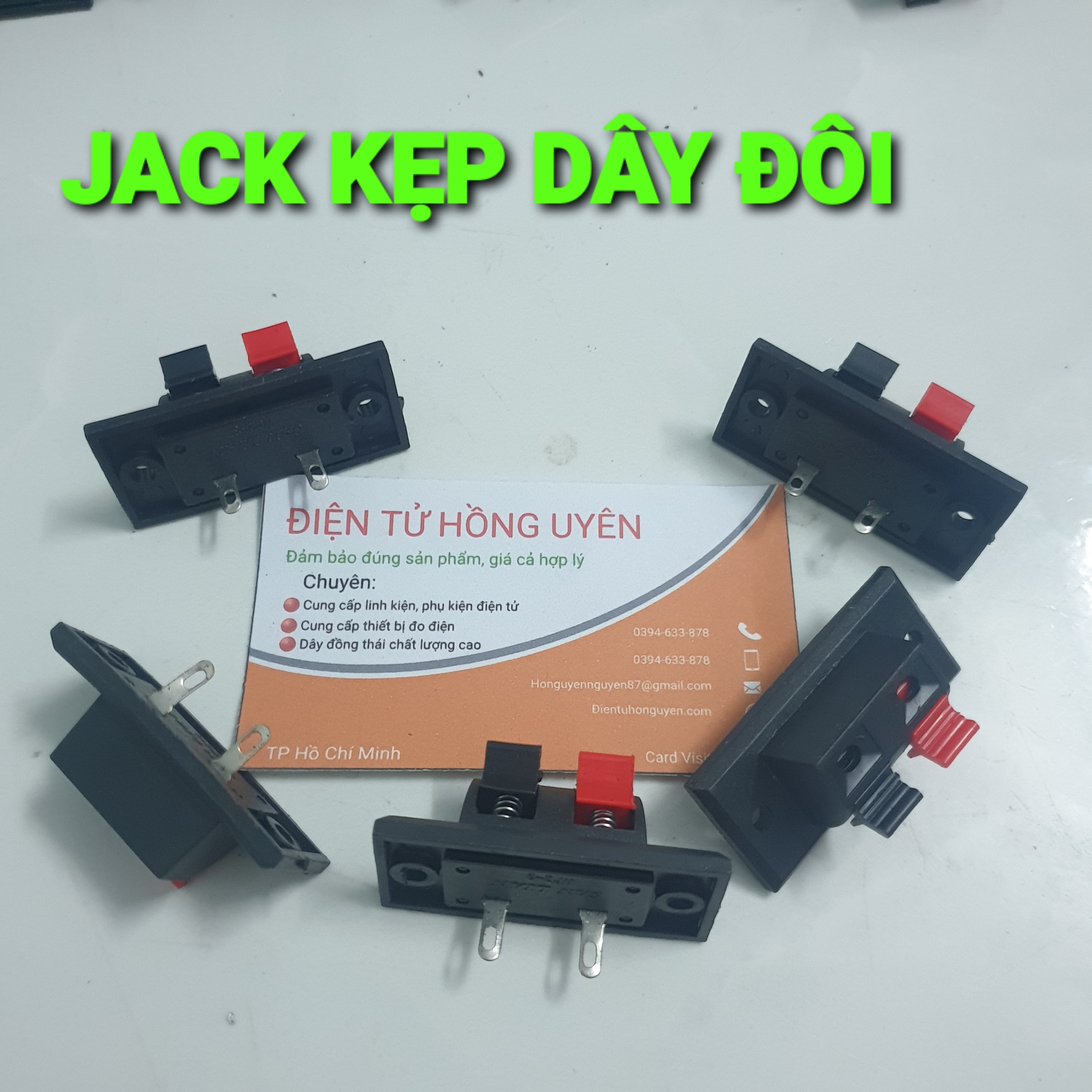 Combo 5 Trạm loa đôi. Jack kẹp dây loa. Jack đôi kẹp dây điện. Trạm 2 loa chân dài