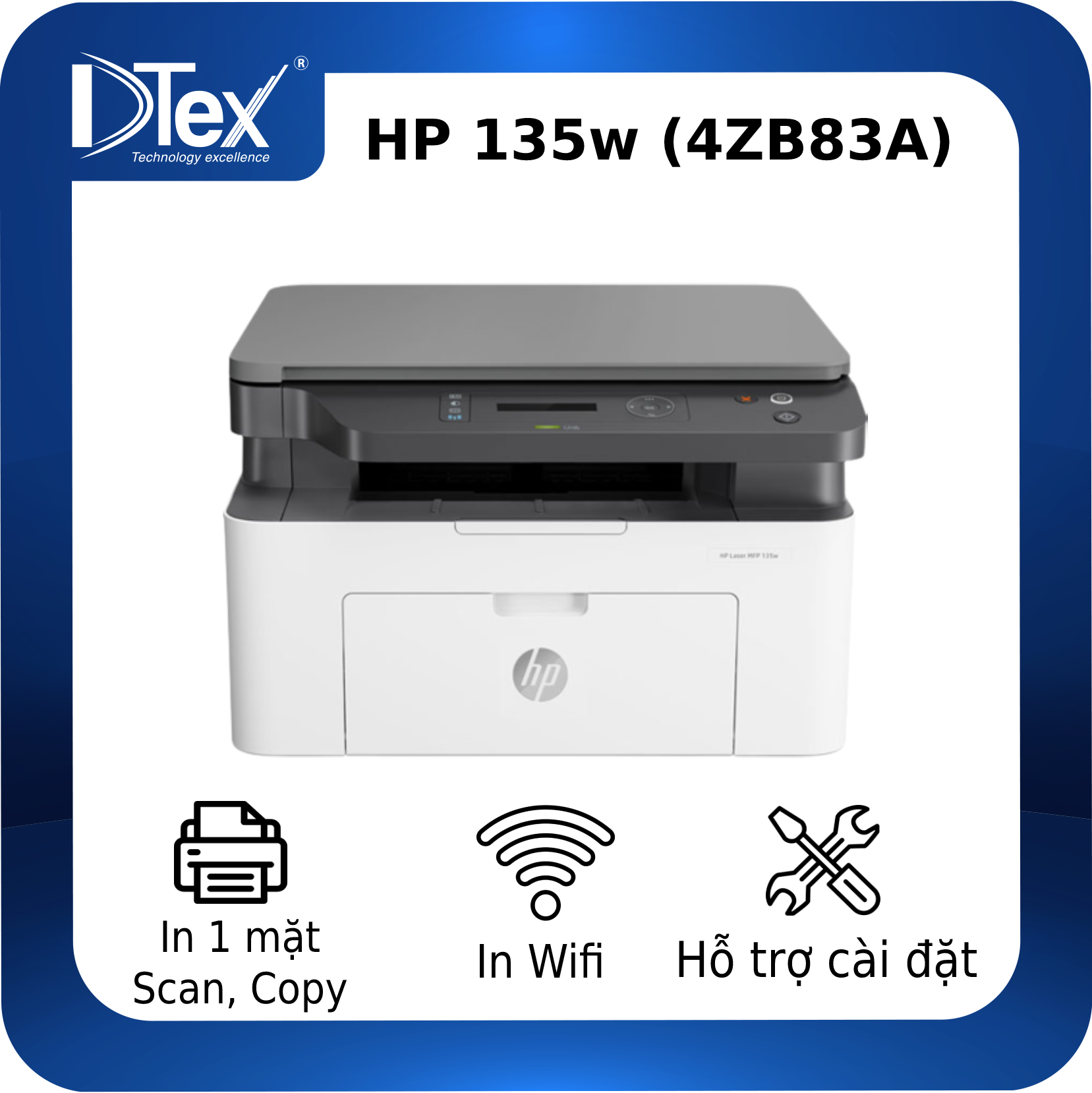 Máy in đa năng HP Laser MFP 135W (4ZB83A) - Hàng Chính Hãng