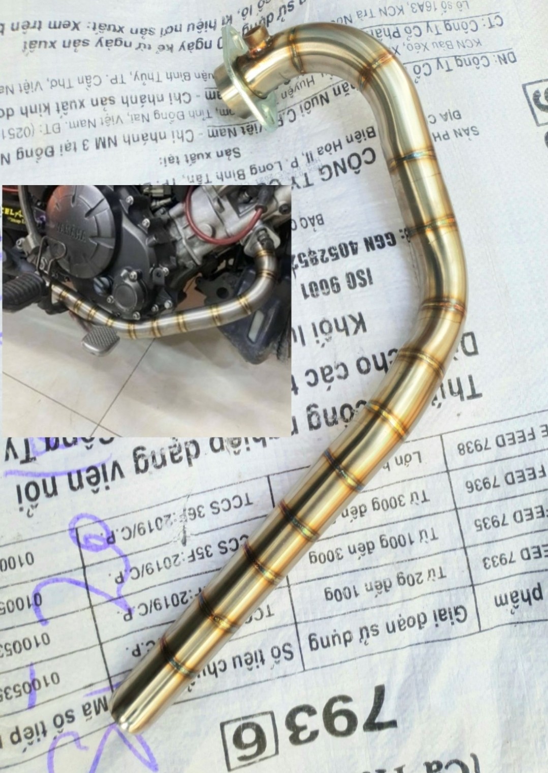 Cổ raider Fi và satria cổ nối pô zin.