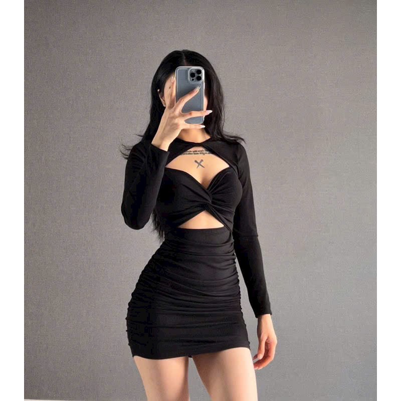 Váy body ôm nhúng dài tay siêu xinh LL