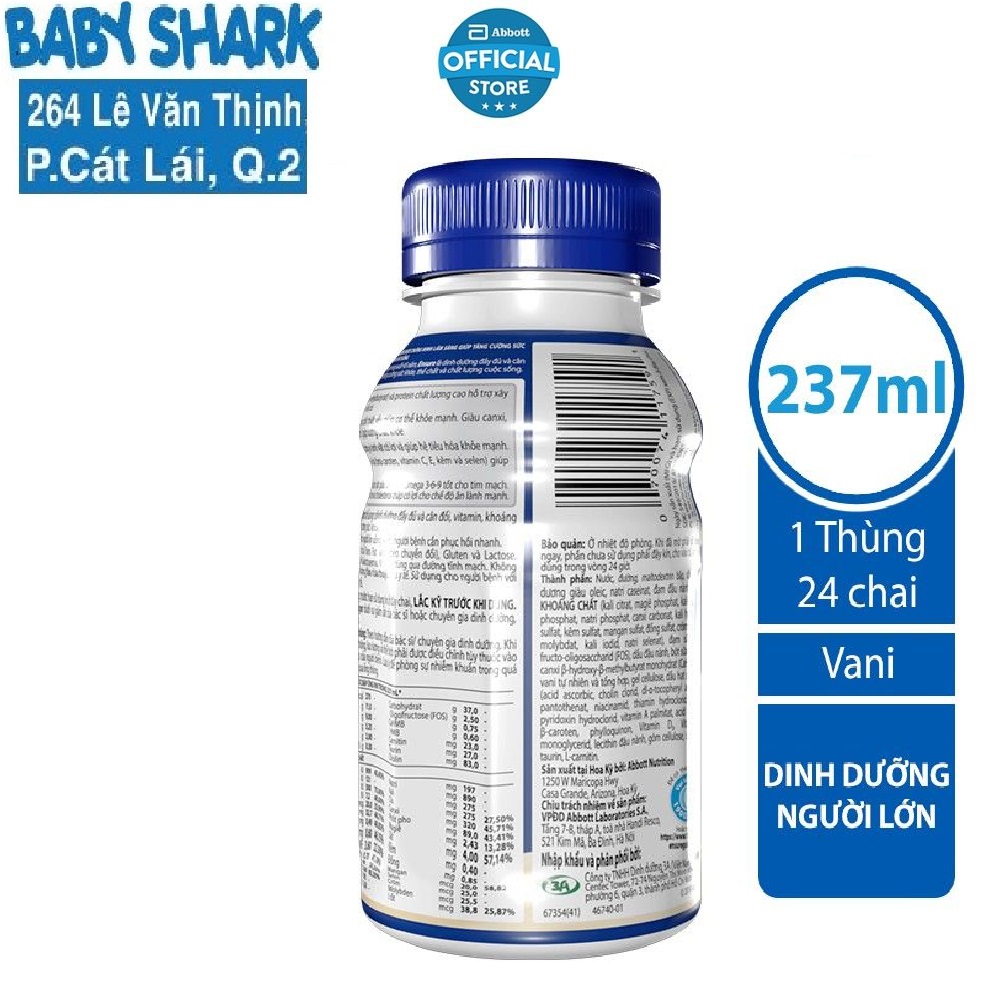 Ensure Original Vani 237ml (24 Chai/Thùng)