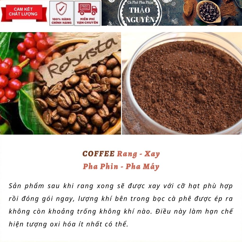 500gr COFFEE CÀ PHÊ RANG XAY THẢO NGUYÊN - CÀ PHÊ PHA PHIN