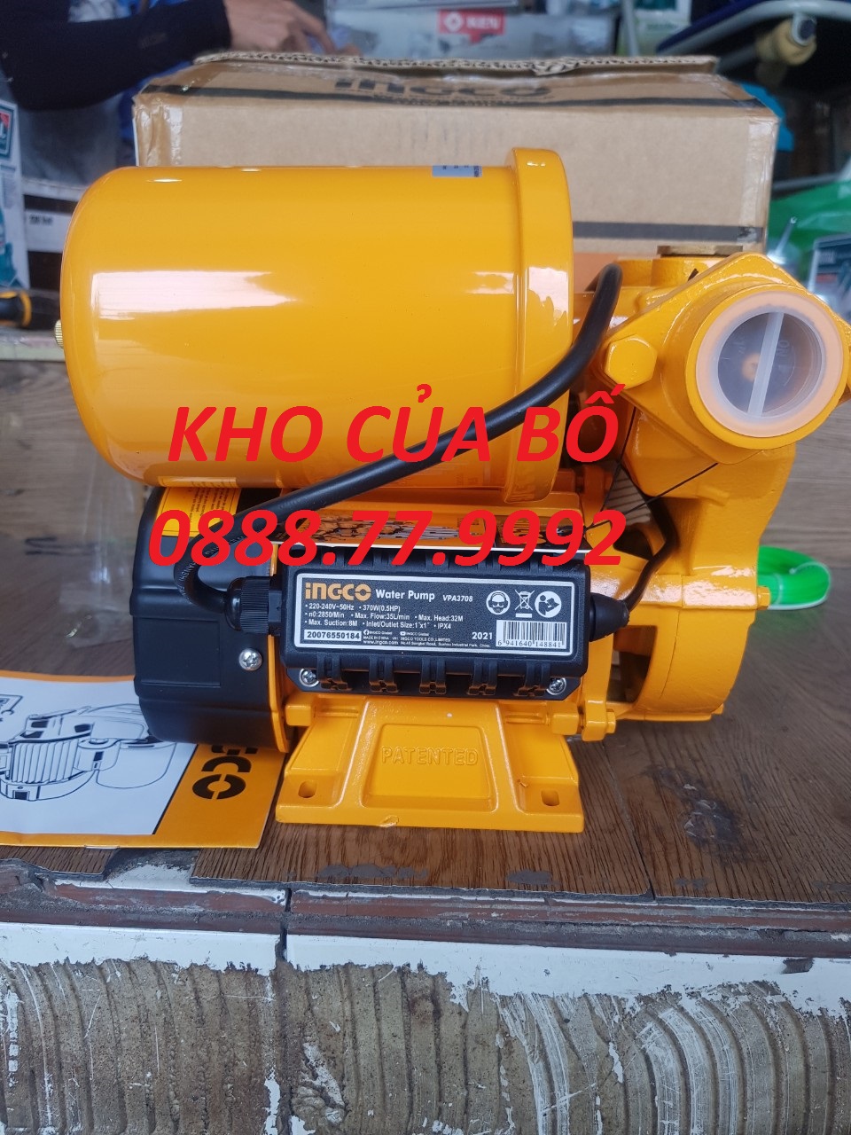 Máy bơm nước tự mồi 370w 0.5 hp ingco vpa3708