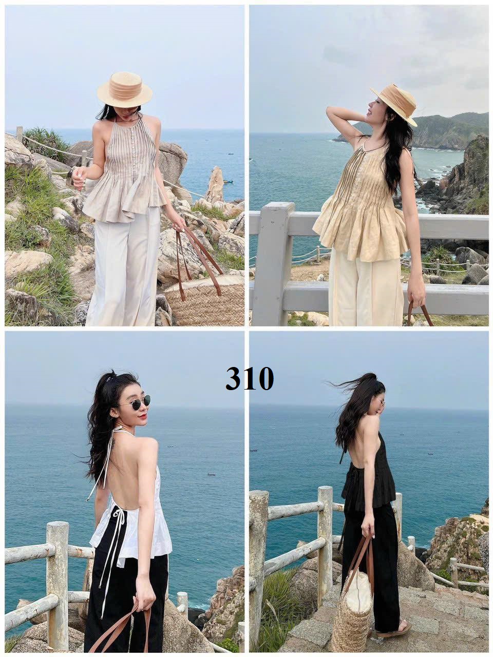 SET ÁO LINEN YẾM CỘT CỔ QUẦN SUÔNG