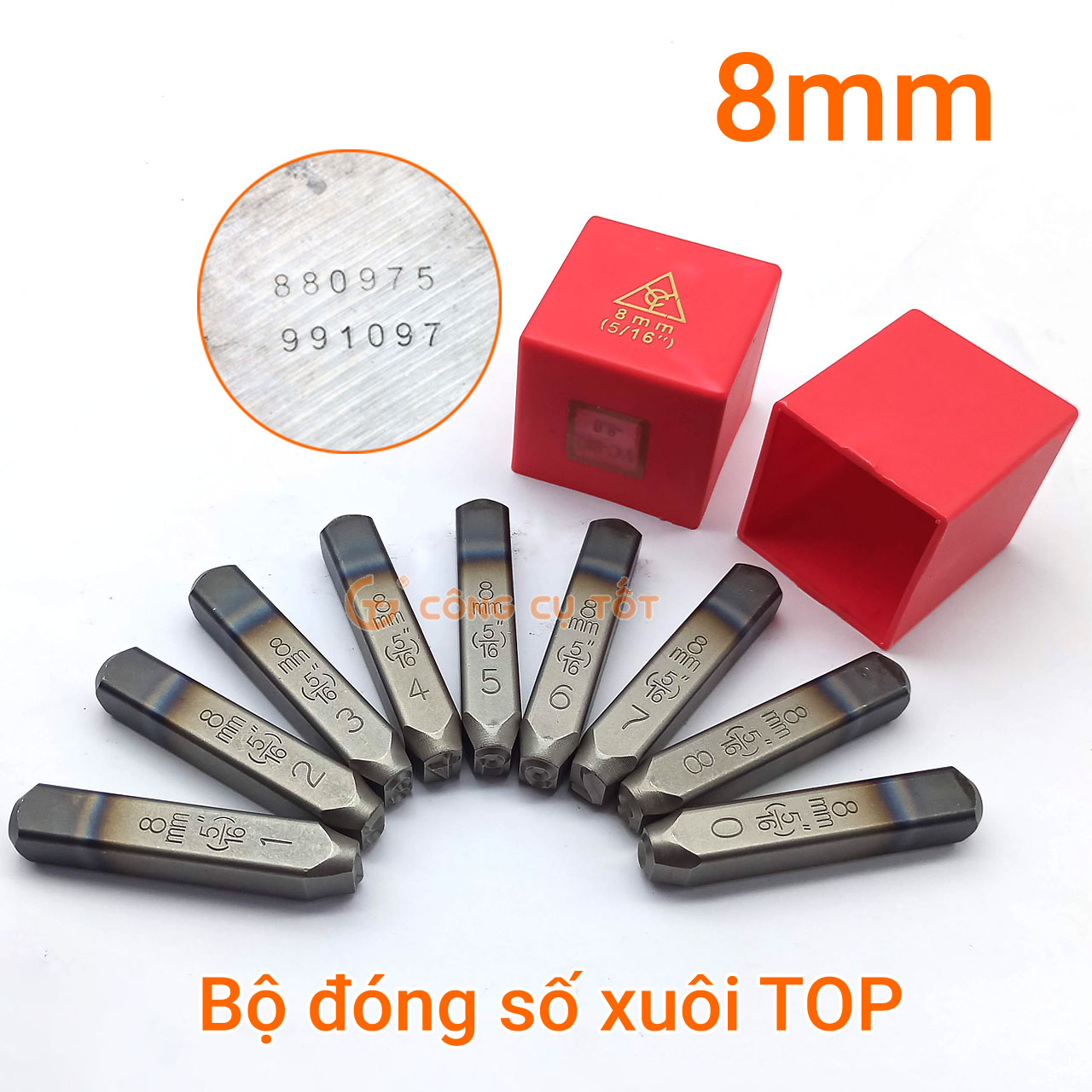 Bộ đóng số xuôi TOP các cỡ số từ 2mm - 12mm