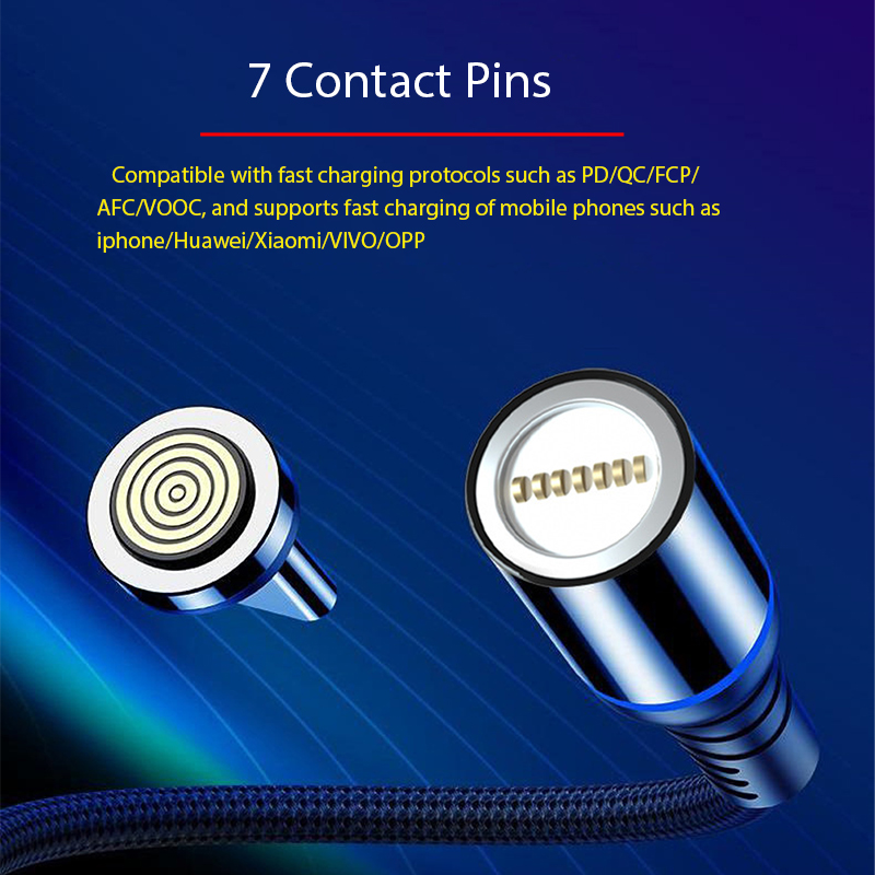 5A Fast Charging Cable 3 in 1 Micro Usb / Type-C / apple usb Magnetic USB Cable Data Cable with Led Light for iPhone Cable/android samsung/xiaomi/huawei/vivo/oppo