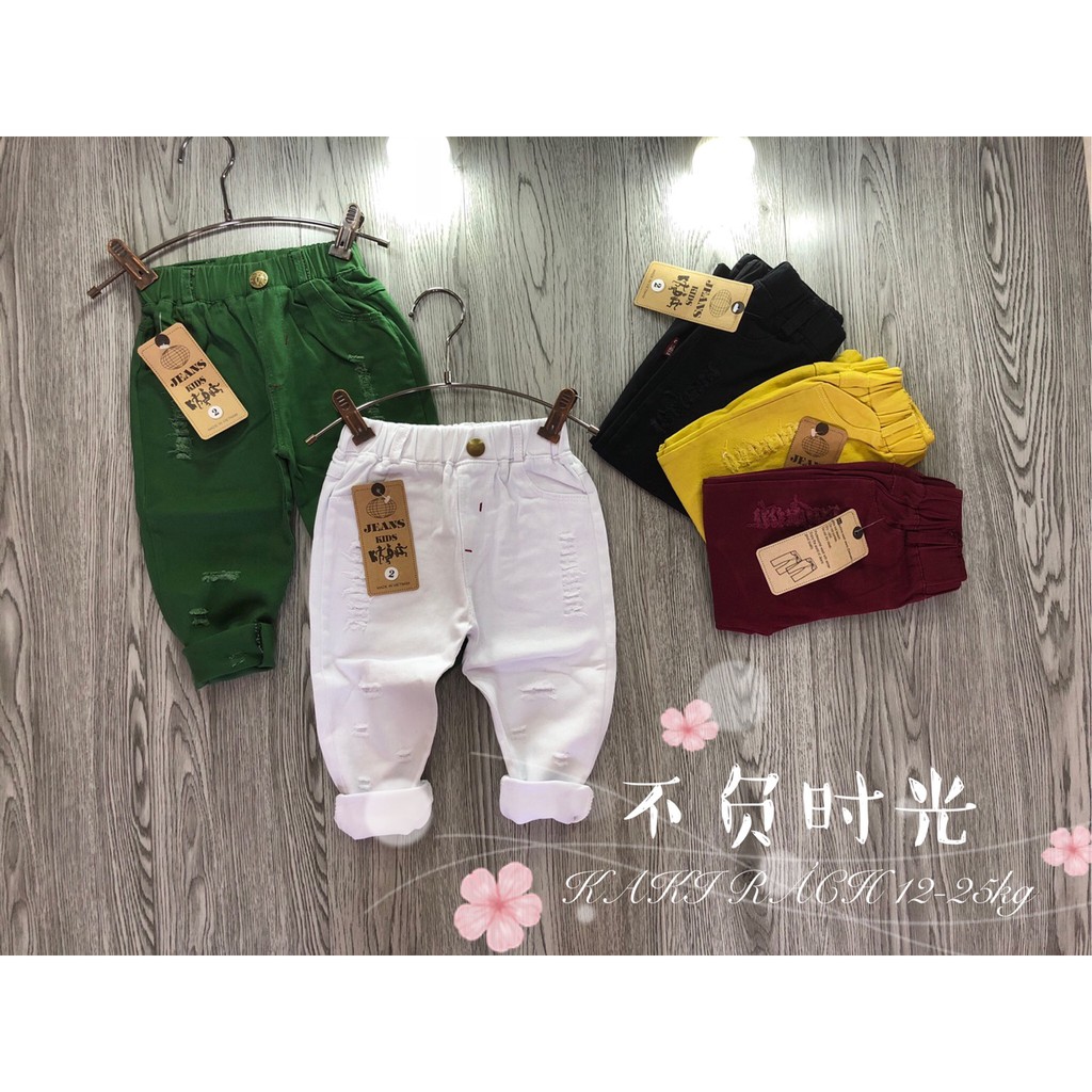 Quần kaki rách sành điệu cho bé trai, bé gái - QKR