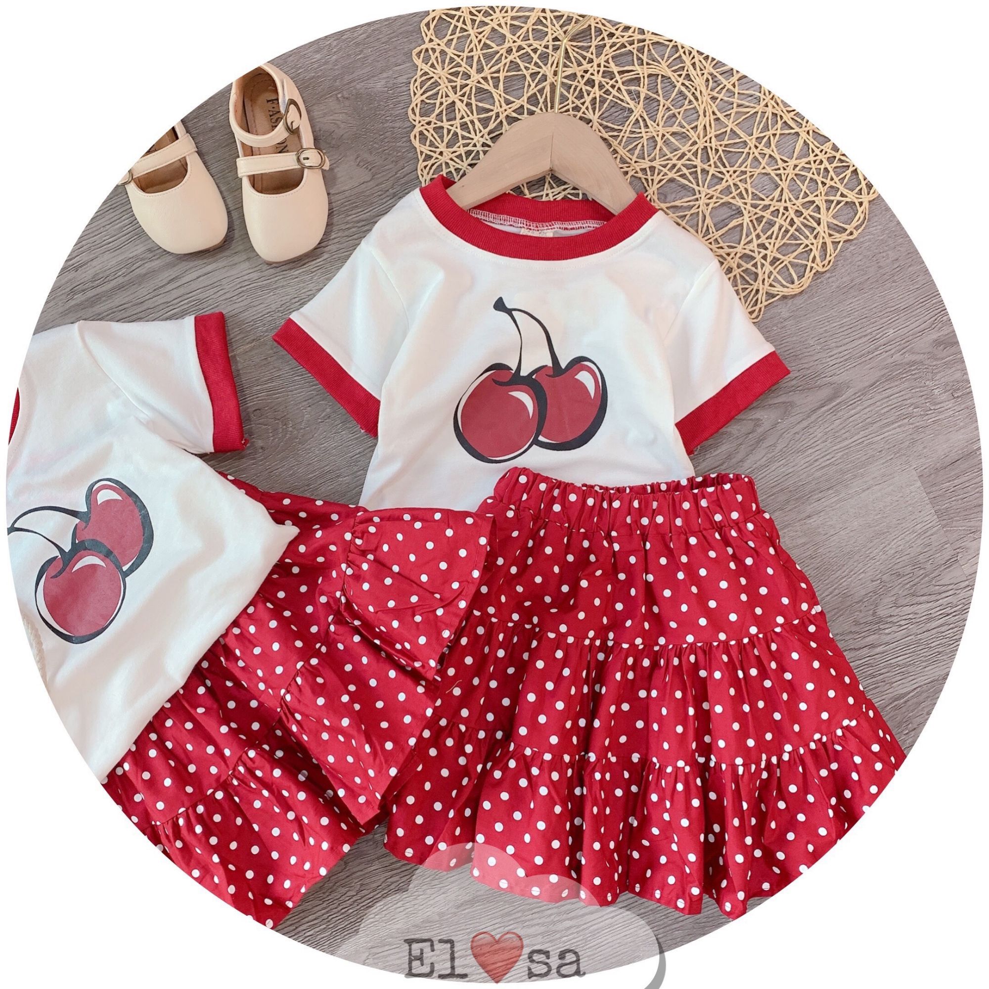 [HCM]set váy cherry cho bé