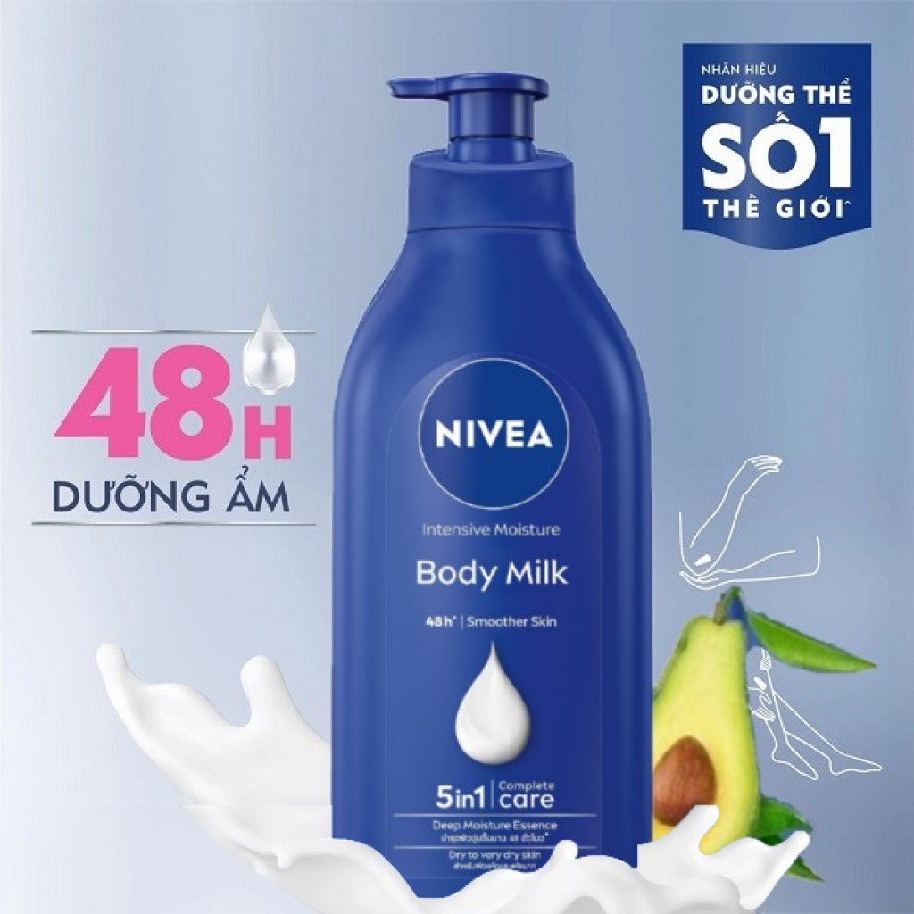 Dưỡng Thể Dưỡng Ẩm Chuyên Sâu Nivea 550ml Với x50 Vitamin E Giúp Phục Hồi Da Hư Tổn Cấp Ẩm Da Khô 48H Nivea Intensive Moisture Body Milk 550ml