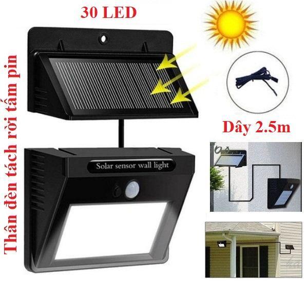 Bóng đèn LED năng lượng mặt trời 30 Led, Pin và đèn tách rời, cảm biến hồng ngoại 3 chế độ chiếu sáng