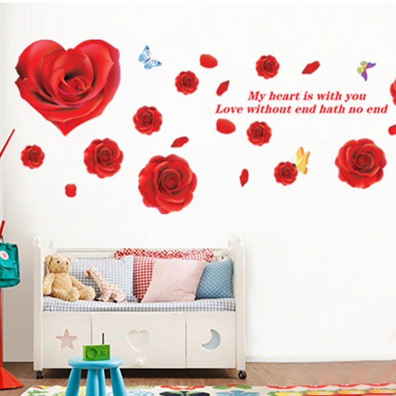 Red Rose Heart Wall Decal