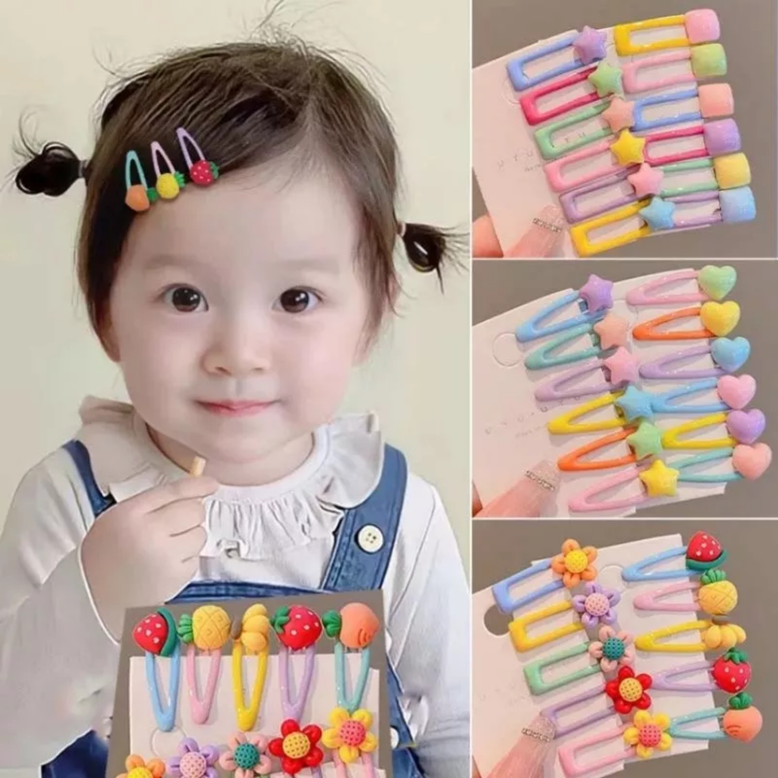 (Phụ kiện) Vỉ 5 kẹp tóc đáng yêu cho bé gái