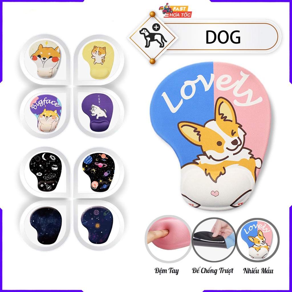 Lót Chuột Gaming Có Đệm Tay SILICON Mouse Pad Game 3D Dog Cute ( Bàn Di Chuột Máy Tính Mông Chó Cún Dễ Thương giá sỉ )