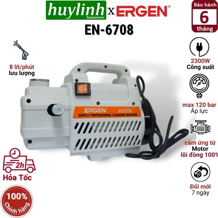 Máy xịt rửa xe ergen en-6708 - công suât 2300w - áp lực 120 bar - motor cảm ứng từ lõi đồng