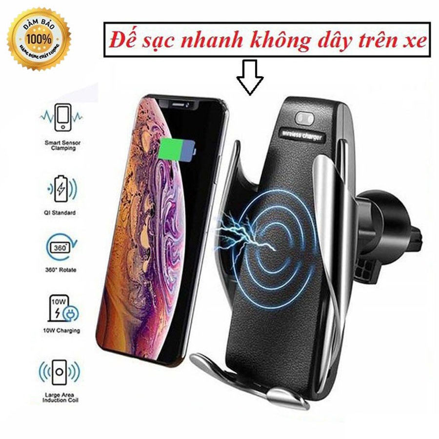 [HCM]Sạc không dây cảm ứng S5 - Đế Sạc Nhanh Điện Thoại Trên Ôtô. Sạc Không Dây Cảm Ứng S5 Giá Đỡ Cho Ôtô  Thiết Kế Đẹp Sang Trọng.