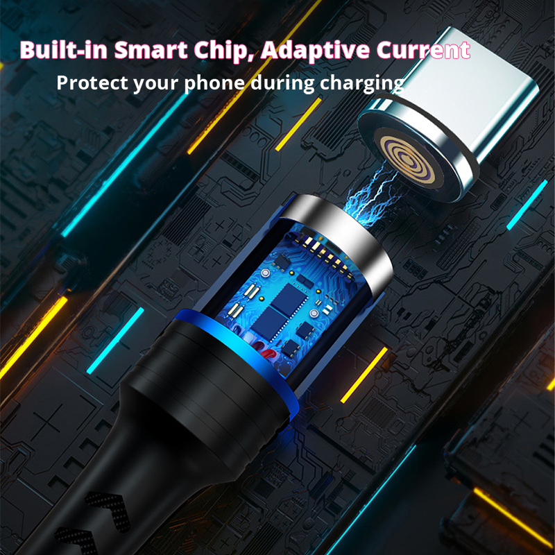 5A Fast Charging Cable 3 in 1 Micro Usb / Type-C / apple usb Magnetic USB Cable Data Cable with Led Light for iPhone Cable/android samsung/xiaomi/huawei/vivo/oppo