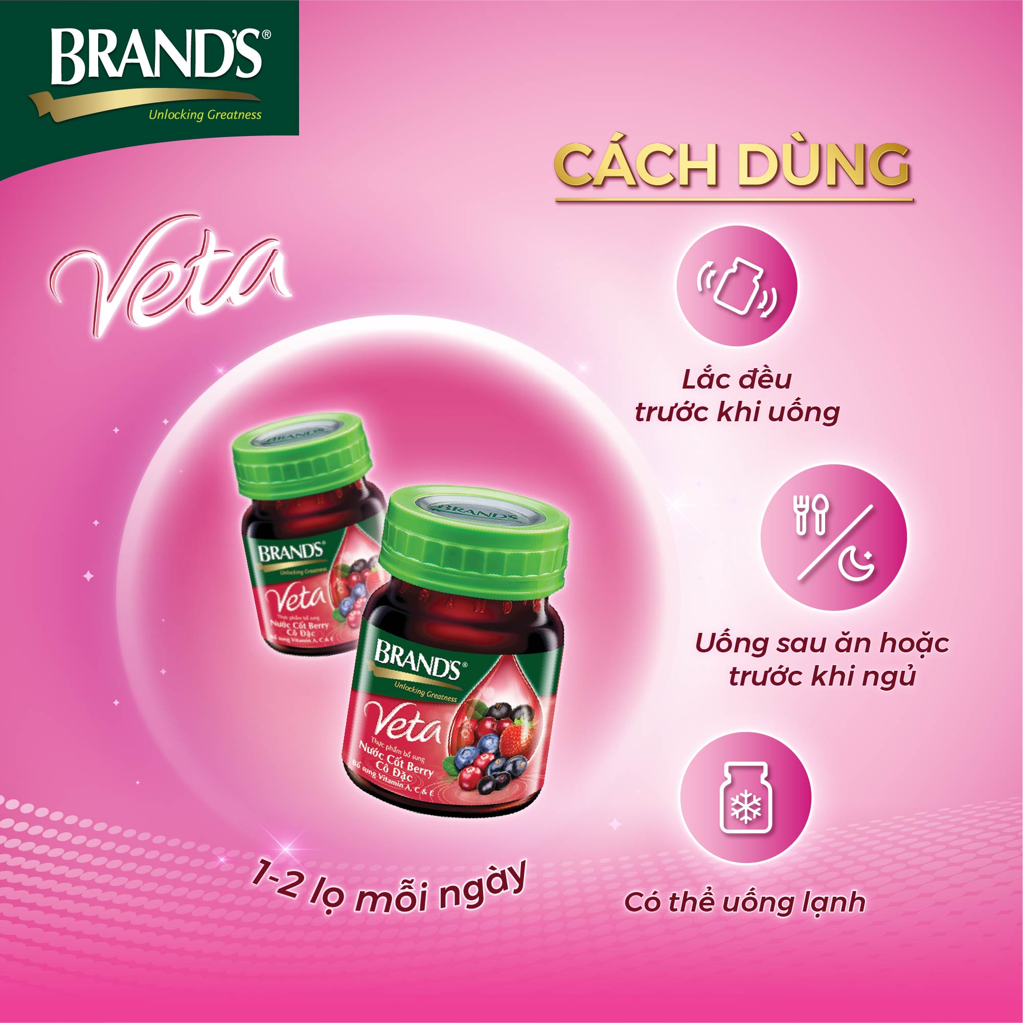 Combo 4 Hộp 6 Chai Nước Cốt Berry BRAND'S Veta (42ml/chai)