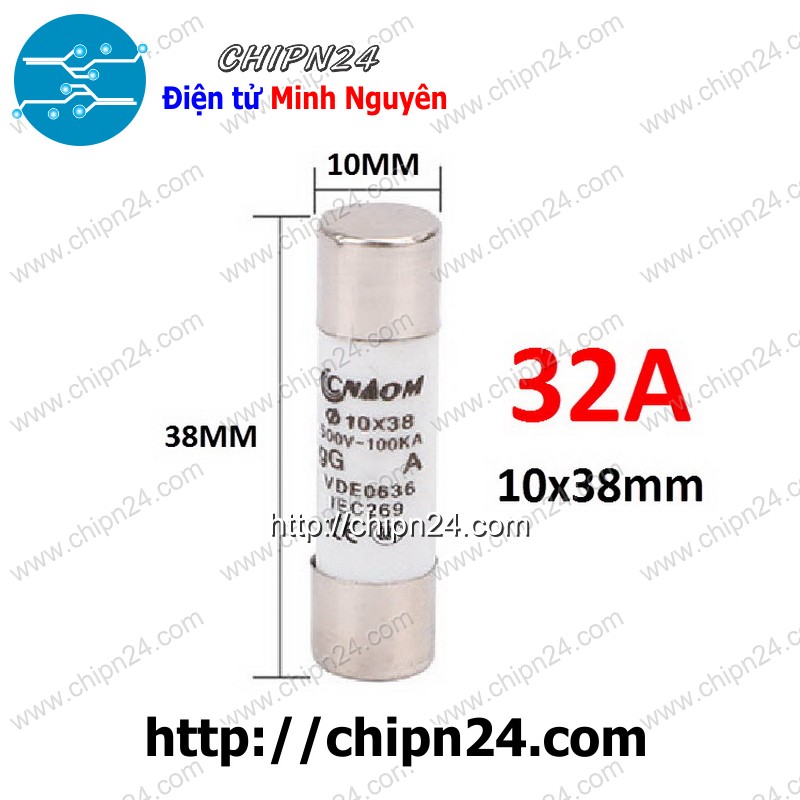 [3 cái] (KG2) Cầu chì Sứ RT18 (10x38 10x38mm 1A 2A 3A 5A 6A 8A 10A 16A 20A 25A 32A 250VAC)