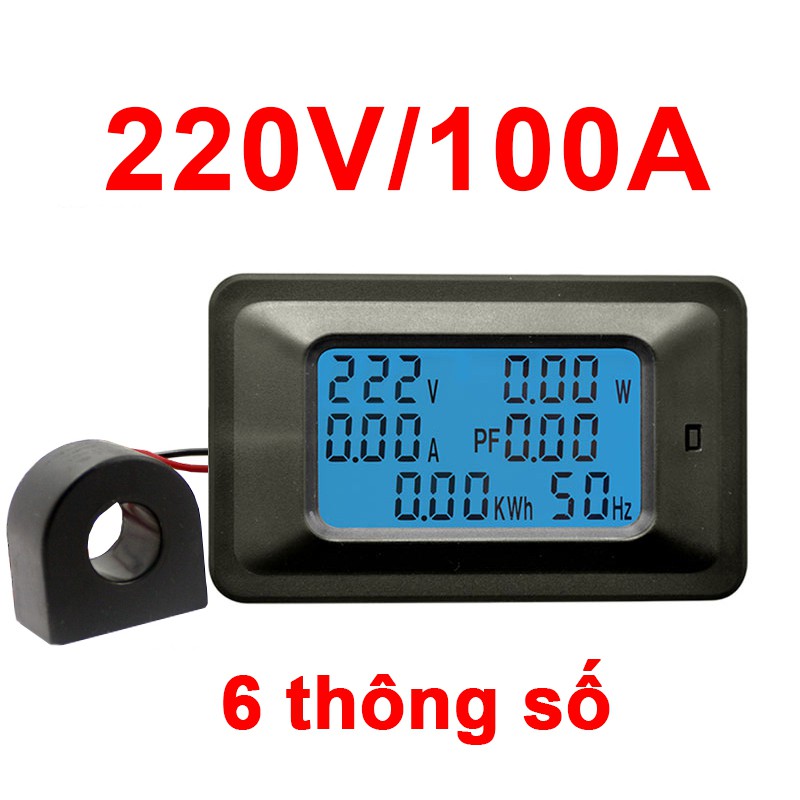 Công tơ điện tử 1 pha 6 thông số P06S 100A 20A có đèn nền và reset - đồng hồ đo điện cảnh báo công suất
