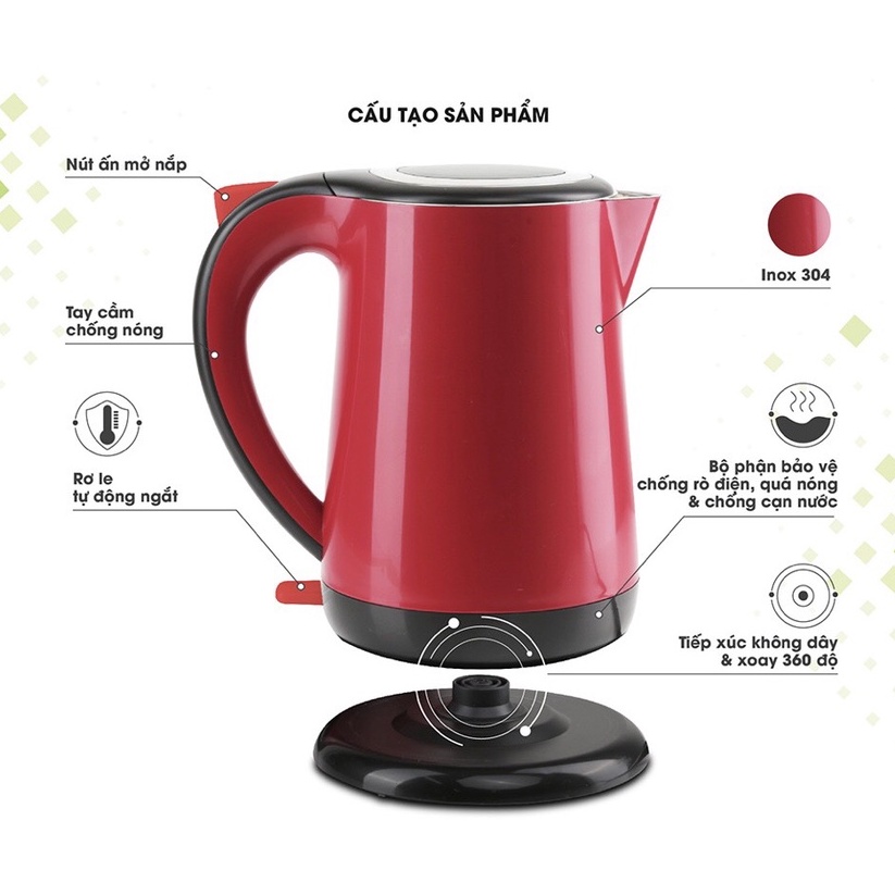 Ấm đun nước siêu tốc Rạng Đông RD-AST17P1 Dung Tích 1.7 Lít